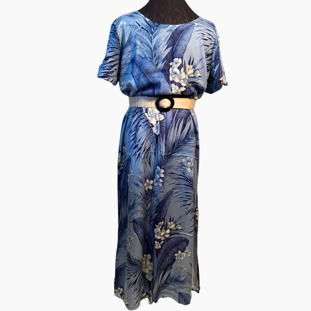 Hawaiian Reserve Blue Floral Maxi Dress